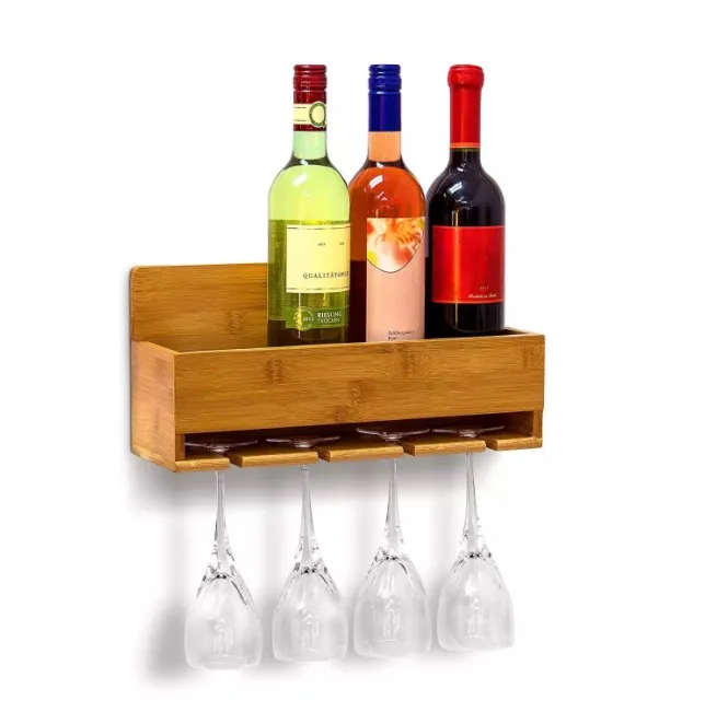 

Factory custom wall-mounted wooden wine rack In the kitchen, Wood color
