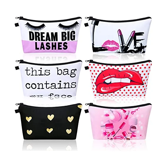 

Custom Logo Zipper Waterproof Fashion Printing Pattern Cute Eco Friendly Women Cosmetics Toiletry Bags Travel Makeup Bags, Customizable