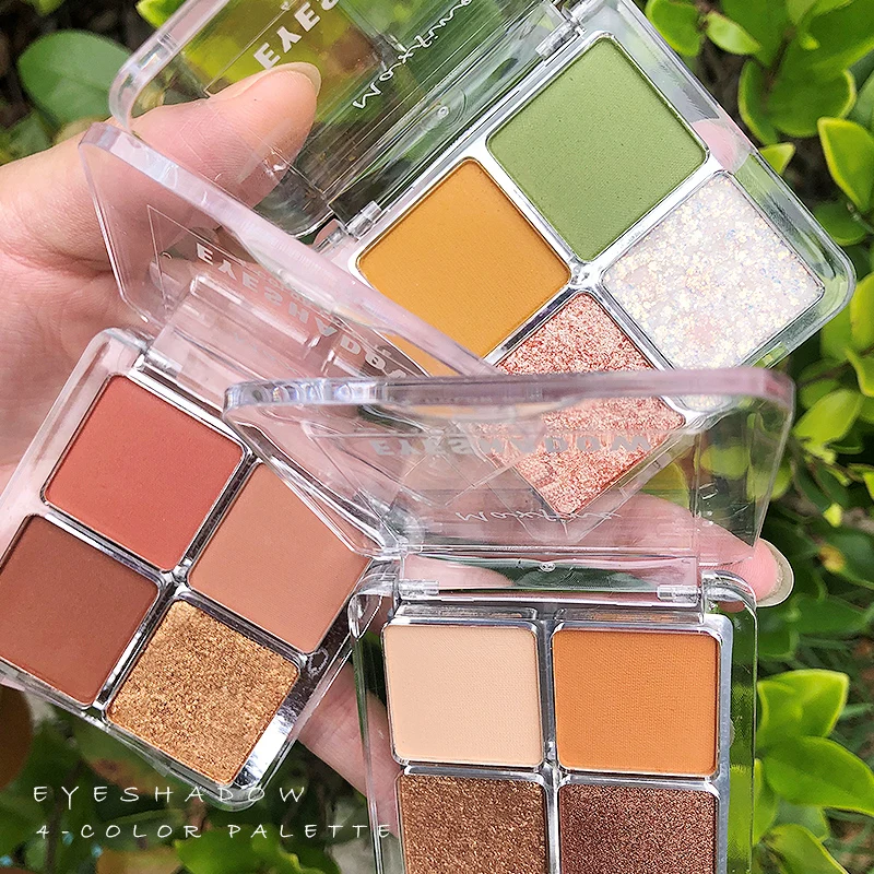 

Free sample 4 Colors Eye Makeup Glitter Waterproof high pigment Portable Eyeshadow Palette