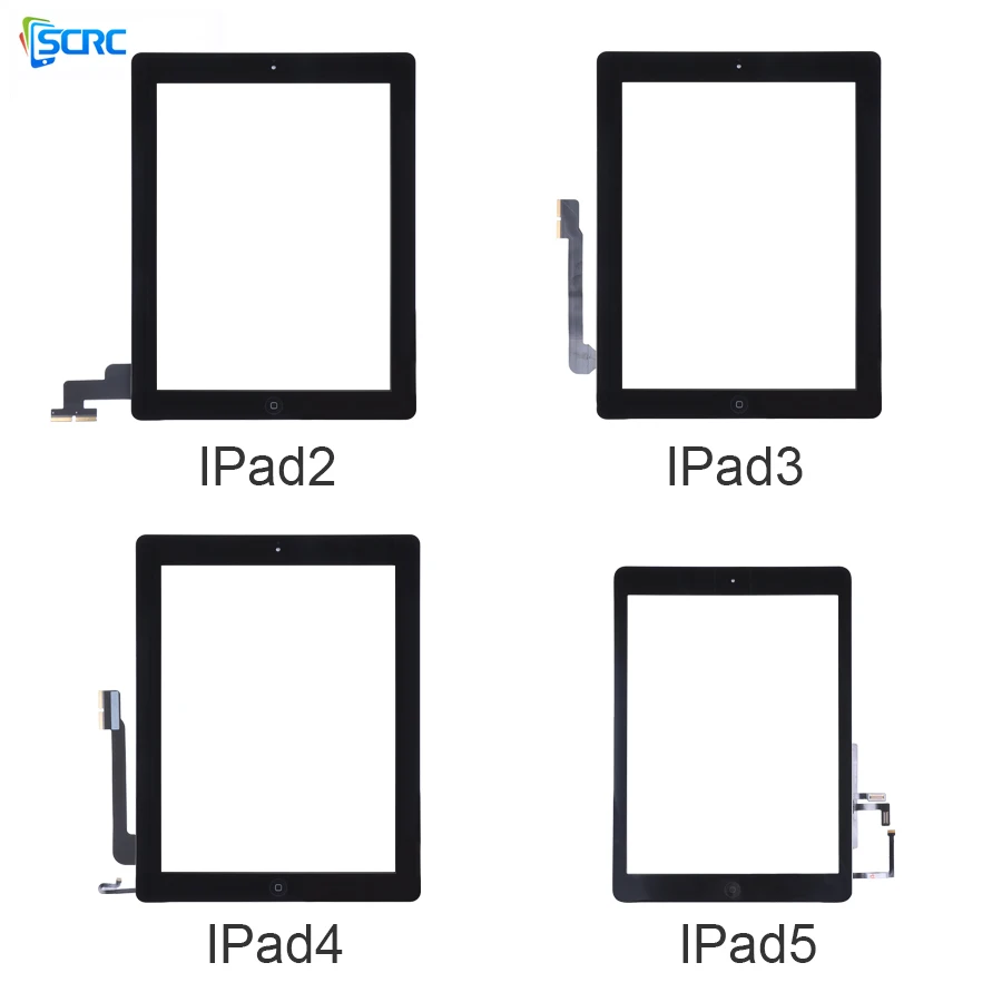 

wholesale touch panel For apple iPad 2 3 4 5 white Black Replacement Screen Touch panel+home button