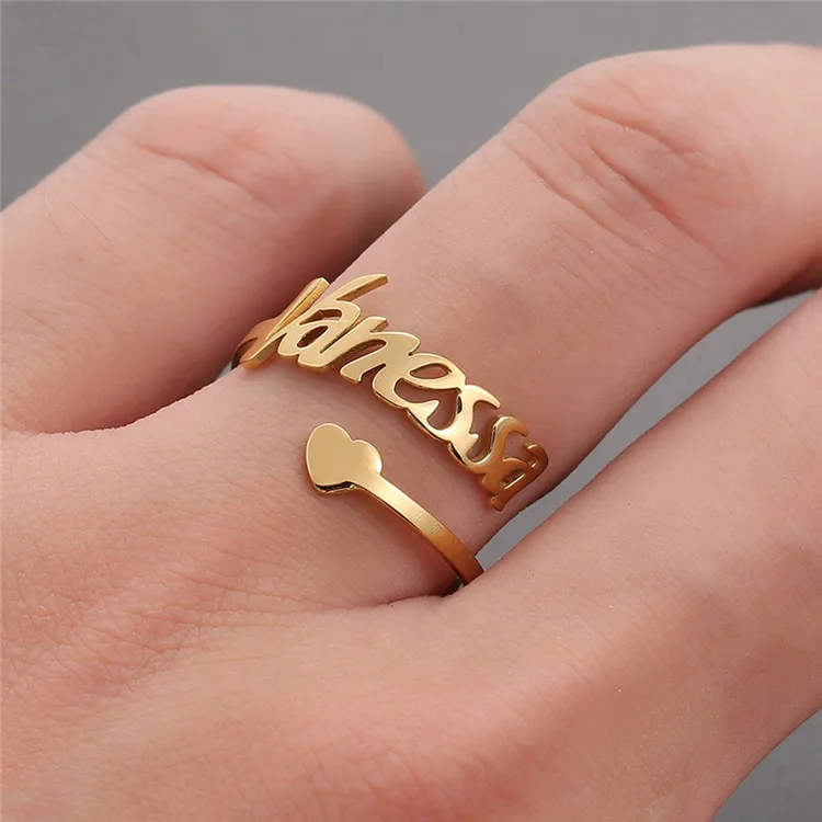 

Bf Style Women And Girls Jewelry European And American Personalized Custom Stainless Steel Name Ring, Picture shows