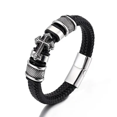 

MSYO New Ins Hip Hop Cross Bracelet Simplicity Exquisite Stainless Steel Bracelets For Men Fashion Men Bracelet