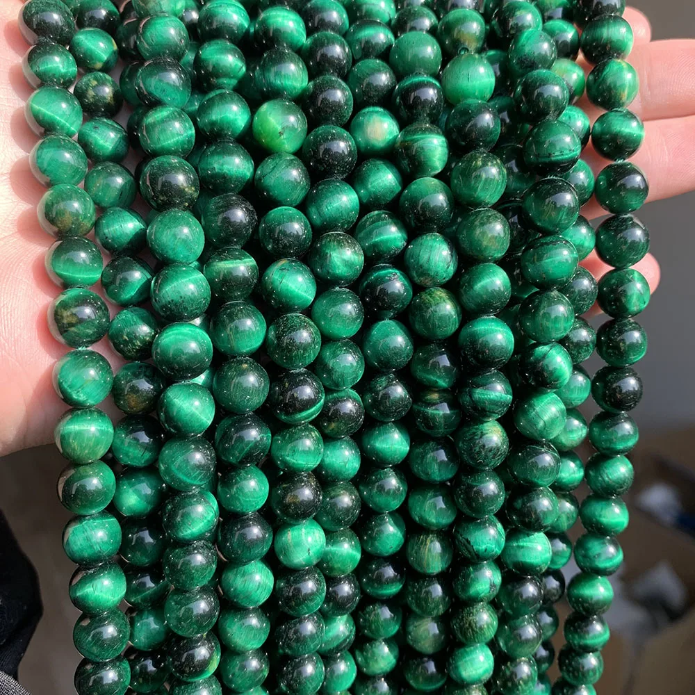 

4MM 6MM 8MM 10MM 12MM Natural Stone Beads Green Tiger Eye Round Beads For Jewelry Making