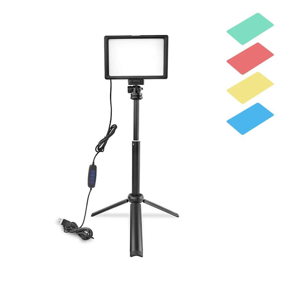 

Adjustable Make up live stream LED video Light Table panel top filling lighting foldable extendable tripod with ball head kit