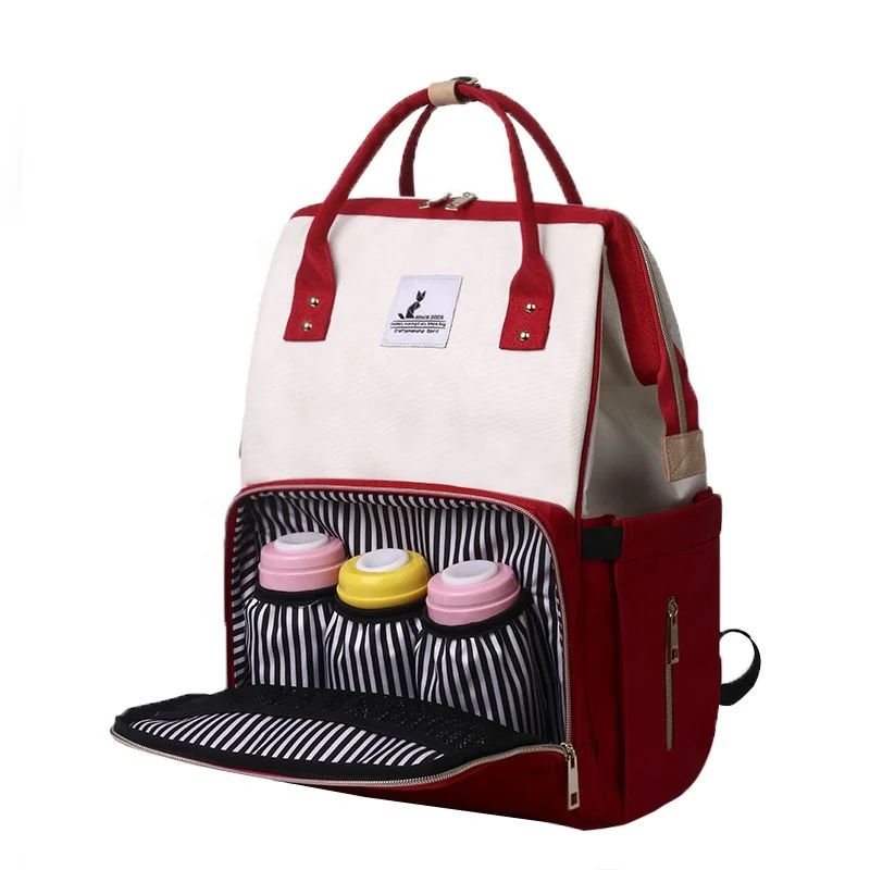 

Custom High quality multipurpose reusable red large-capacity travel light weight diaper bag