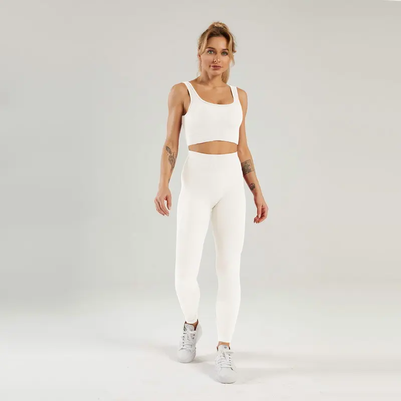 

Popular Seamless Yoga Suit 5 Piece Sports Shirts Crop Top High Waist Leggings Gym Clothes Fitness Tracksuit Workout Set