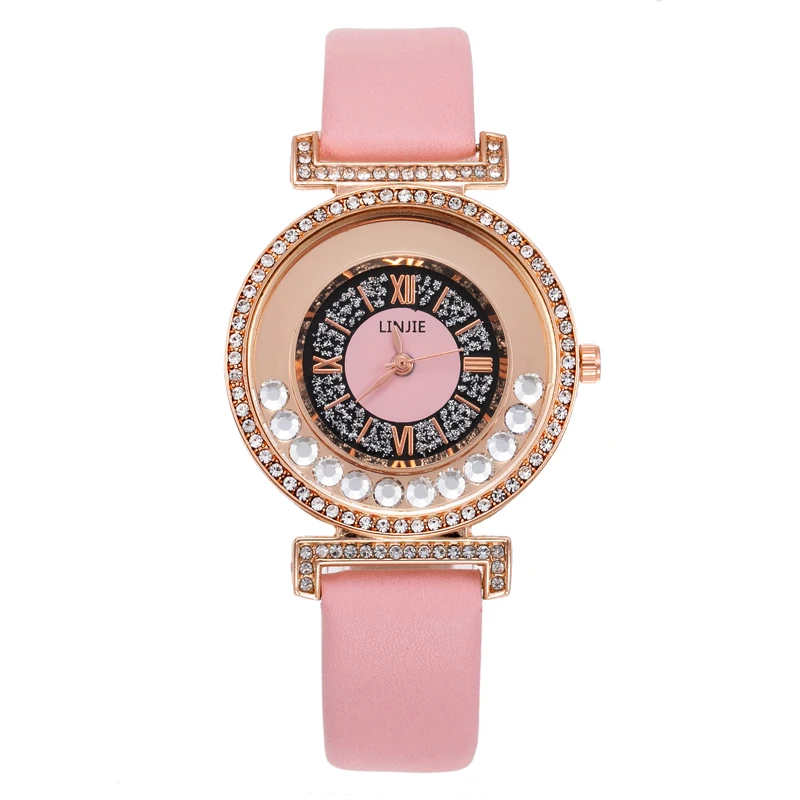 

Women Mobile Diamond Starry Roman Scale Watch Luxury Leather Quartz 2020 luxury Wrist Watches, 6 colors