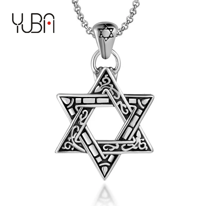 

Stainless Steel star Pendant Necklace for Men High Polished with 30 Inches Wheat Chain