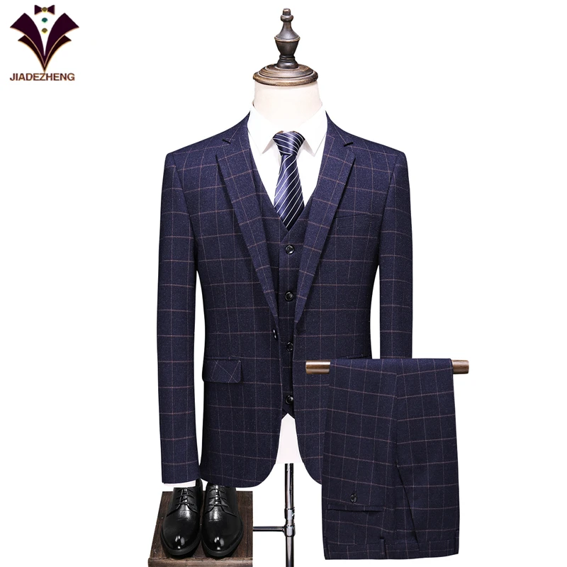 Men Suits 2019 Clothing Stripe Men Formal Suit Blue Mens Suits Wedding Groom Blazer with Pants Mens 3 Piece Suit