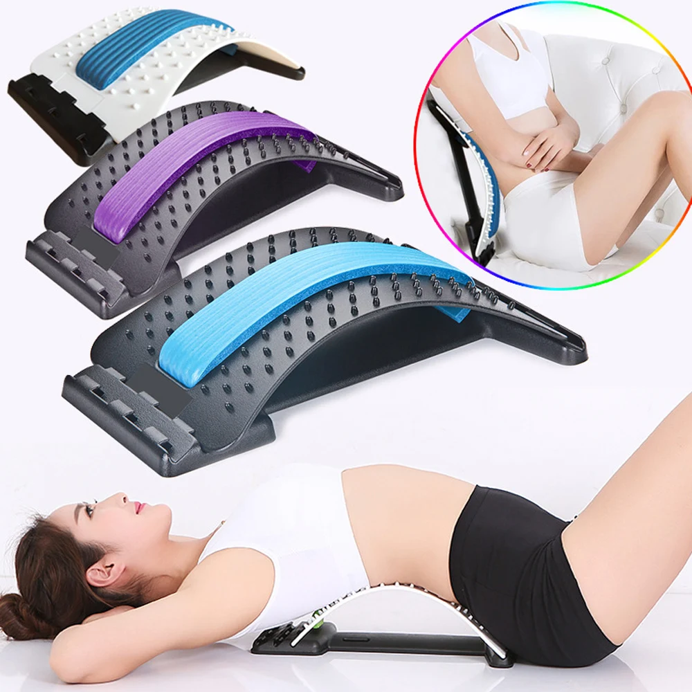 

Amazon hot selling back stretching device lumbar spine relieve massage stretcher for posture, Blue,purple,green, white