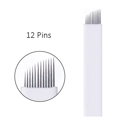

Sterilized Disposable Use Microblading Needle 0.25mm 12 Pins For Manual Eyebrow Tattoo, White