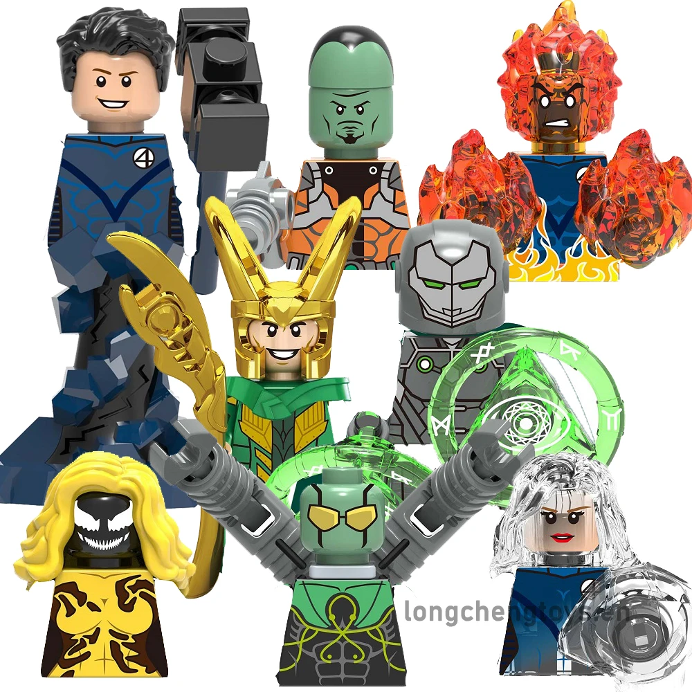 

Super Heroes Mister Fantastic Leader Human Torch Doctor Doom Scream Building Blocks Figures For Children Toys Juguete X0271