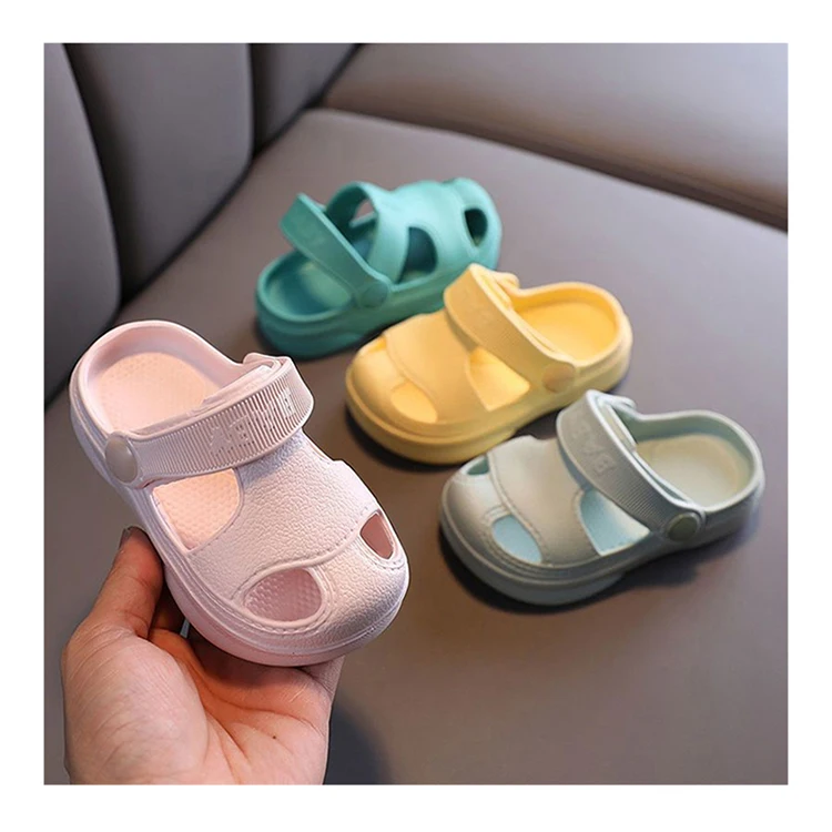 

Amazon hot sale baby jelly sandals clogs EVA sole fashion kids garden shoes children slippers pillow slides, 4 colors