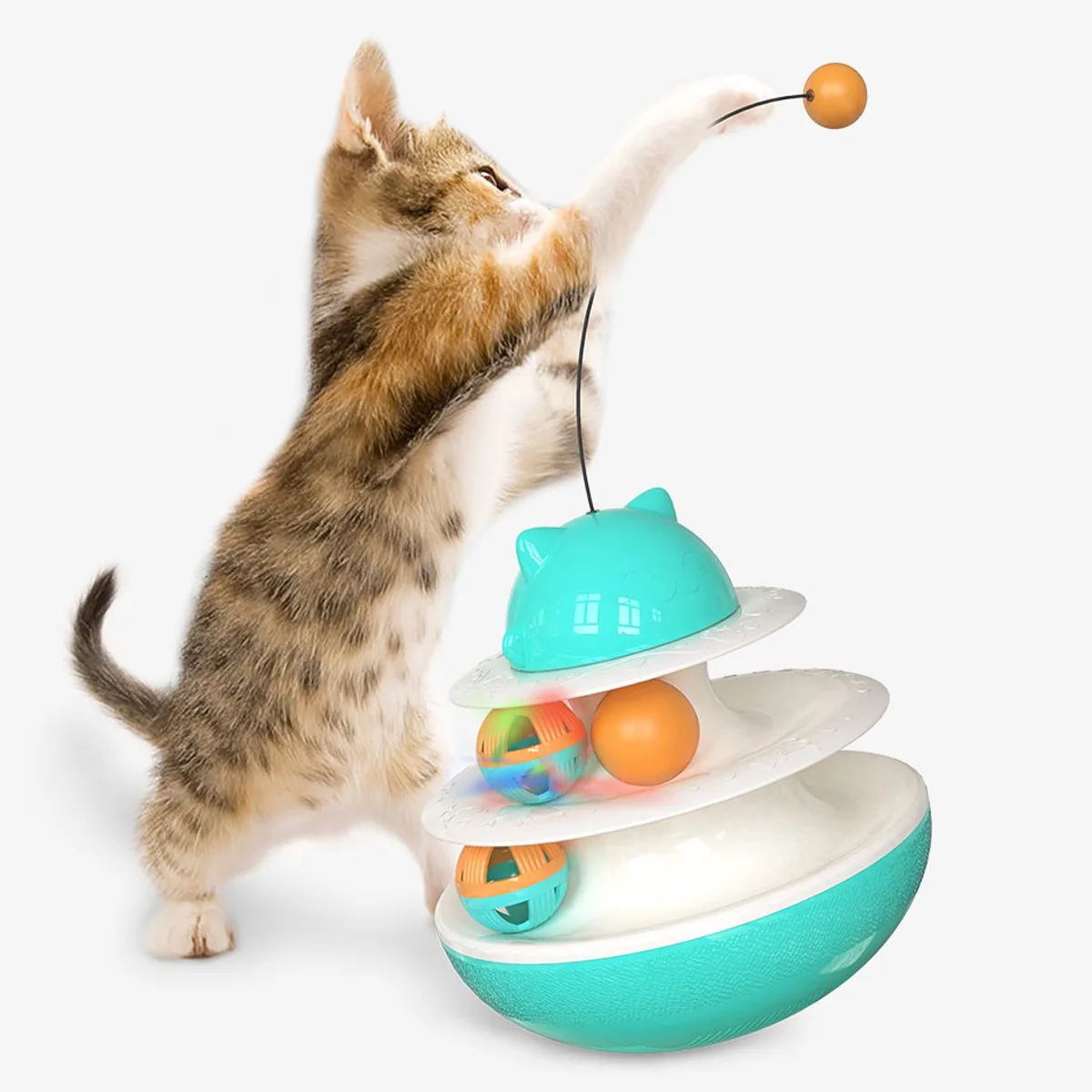 

High Quality 2021 Pet Products Plastic Funny 2 Layer Cat Toy Interactive Toys, As picture