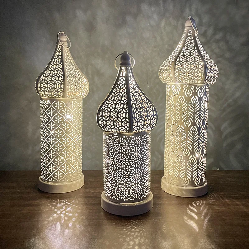 

Nicro Middle East Moslem LED Iron Wind Lamp Decoration Hollow Design EID MUBARAK Ramadan Festival Decorative Light Fittings