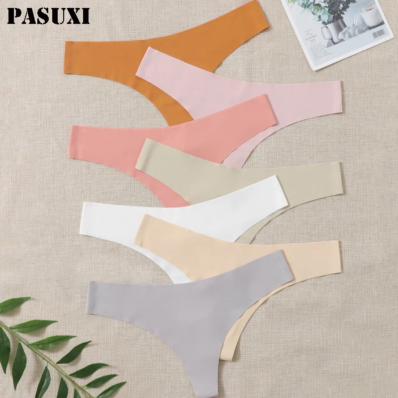 

PASUXI Hot Silk Sexy Women Thongs G String Seamless Panties Low-Rise Ladies T-back Comfortable Lingerie for Female Underwear
