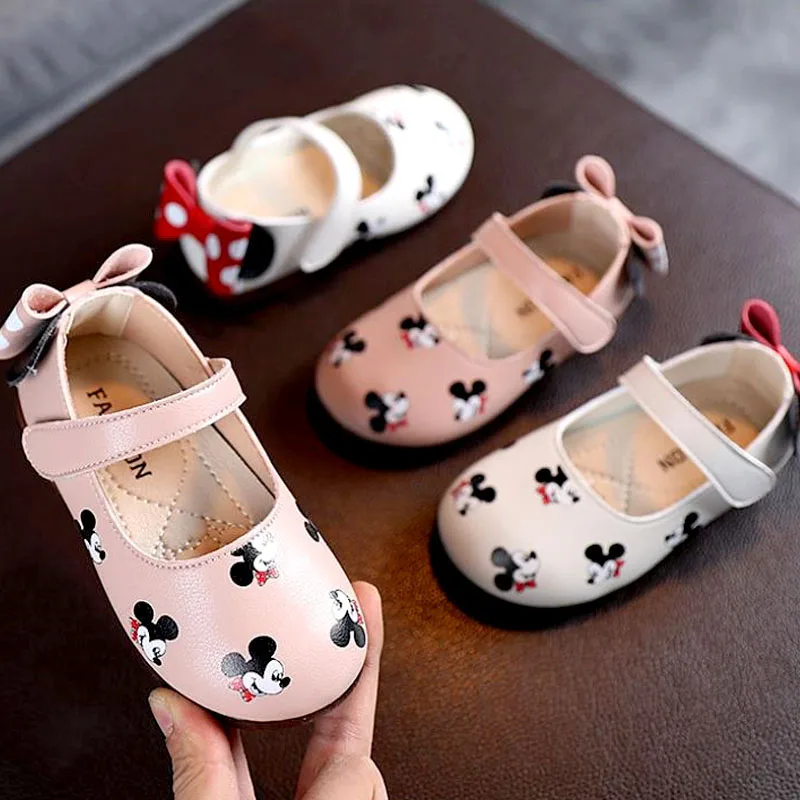 

Cartoon Princess Kids Leather Shoes for Girls Bow Children Flat Heel Girls Single Shoes Butterfly Toddler Shoes