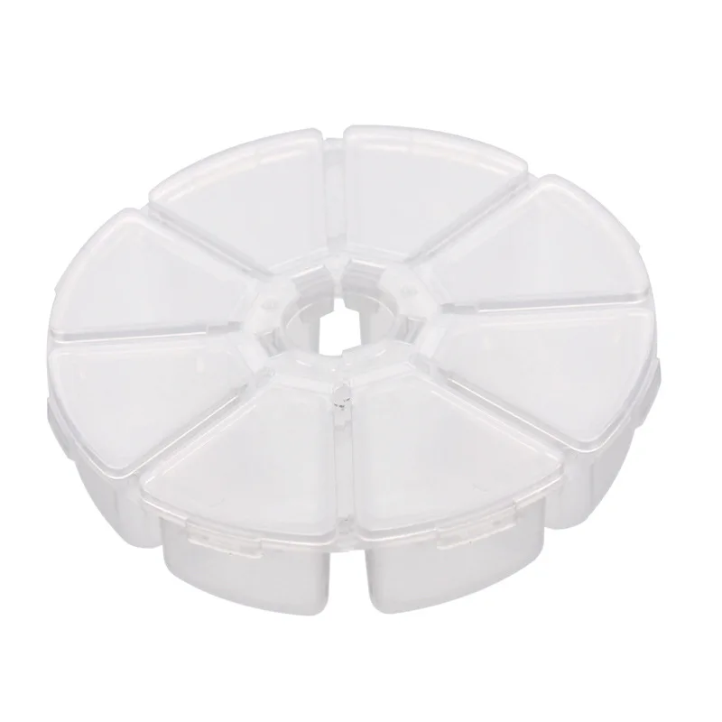 

Wholesale Fishing Accessories Box Round 8 Grid Independent Mini Storage Box For Sea Fishing, White transparent