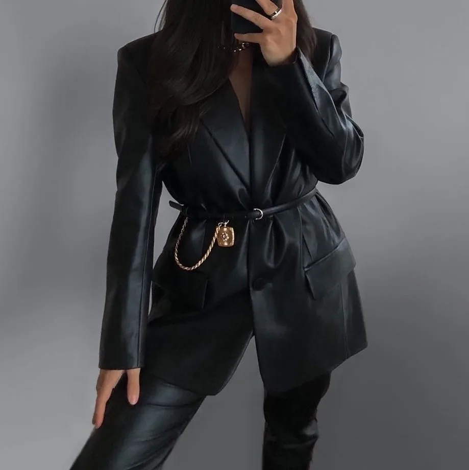 

Ifgal Womens Clothing Vendor Fashion Casual Fake Pocket Black Pu Leather Sexy Winter Jacket Women Jacket Boohoo Clothes
