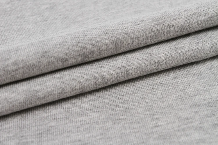 Soft grey heather 100% cotton french terry knit fabric in stock for hoodie