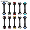 Black Double Gem eyebrow Rings Piercing Body Wholesales Cheap Price Factory Tragus Earrings Cartilage Bababa Jewelry