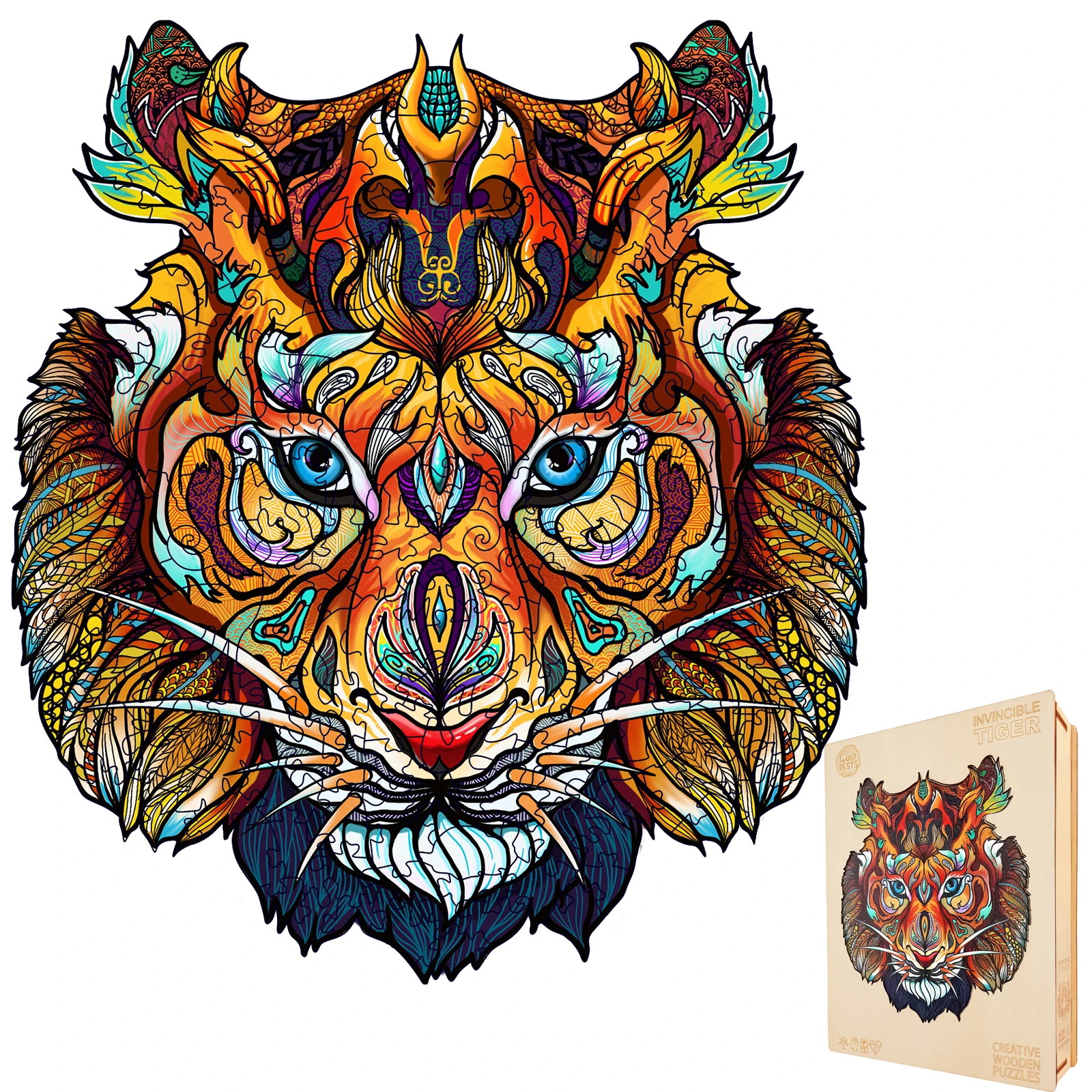 

Hot Sale Animal Tiger Jigsaw Puzzles Family Children Kids DIY Creative 3D Wooden Puzzle for Adult