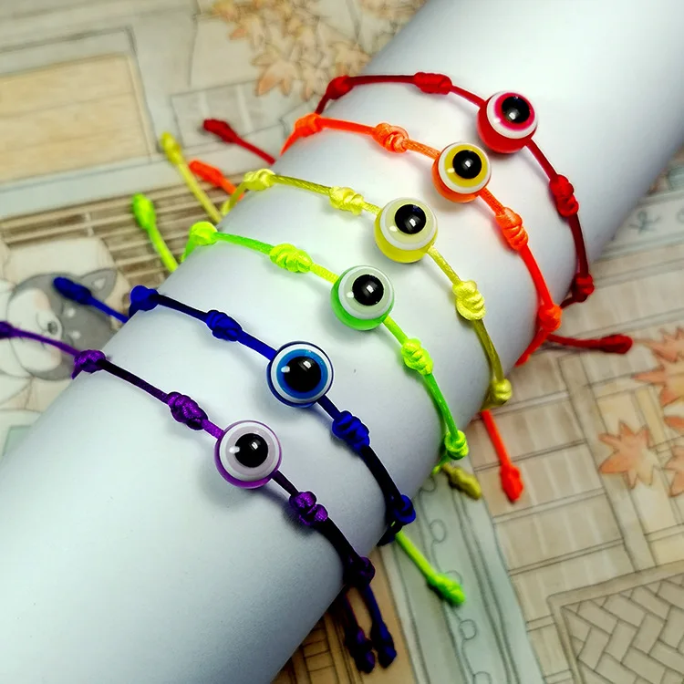 

2021 Sailing Jewelry Devils Braided Evil Eye Bracelet Rainbow Rope Hand Cord Blue Eye Bracelet