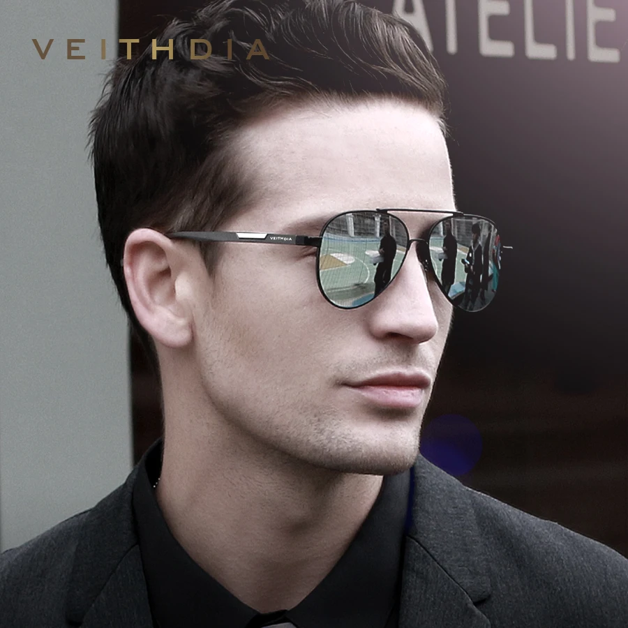 

VEITHDIA Aluminum Magnesium Classic Unisex Eyewear Photochromic Polarized UV400 Lens Sunglasses For Men Male 6699