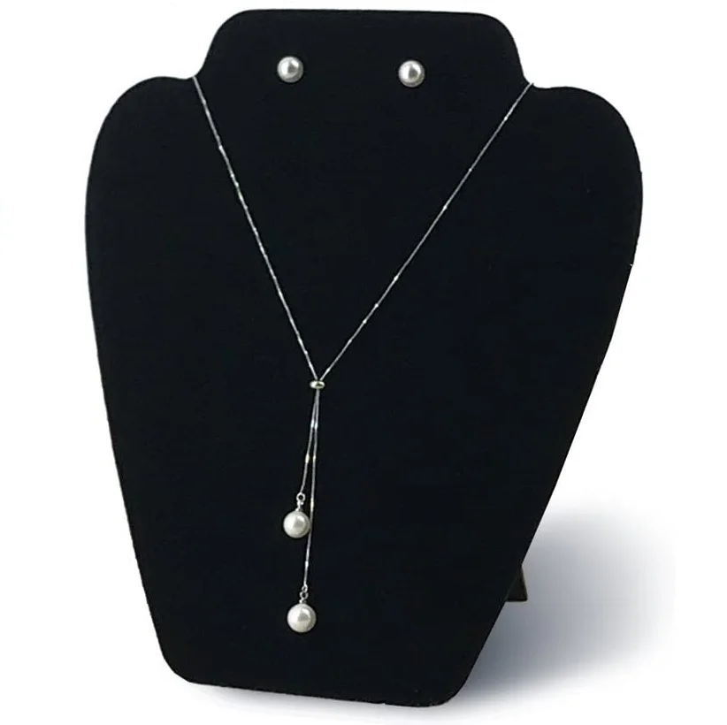 

67059black 6 Pieces Black Velvet Easel Necklace & Earing Display 7 3/8 inches W x 8 2/8 inches H, Cover with Sturdy Velvet