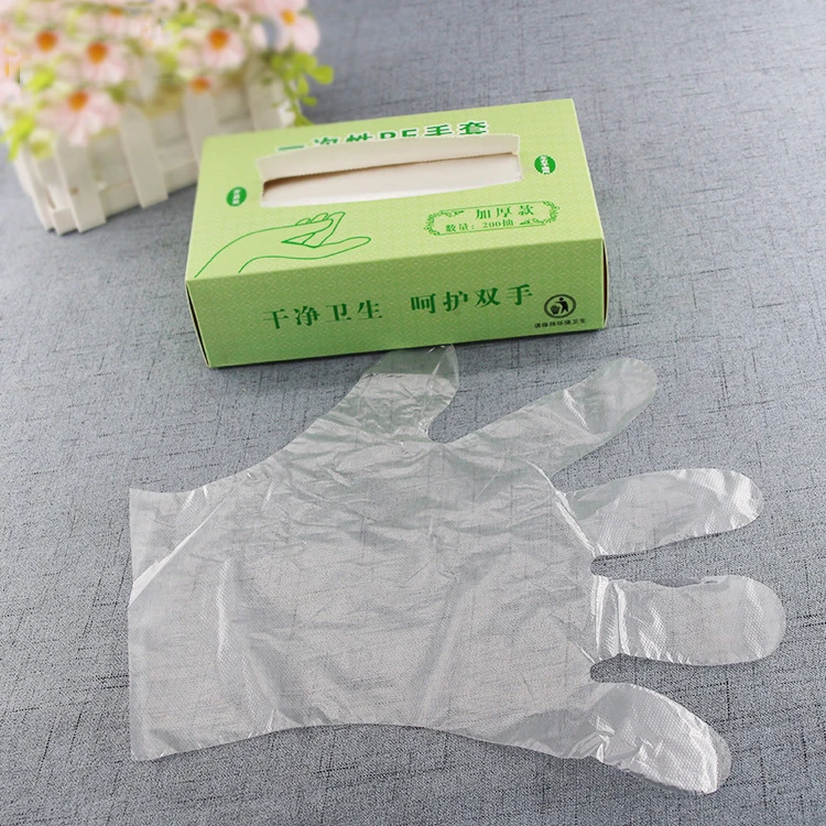 

Wholesale cheap plastic eco-friendly disposable gloves packed in box for household, Transparent