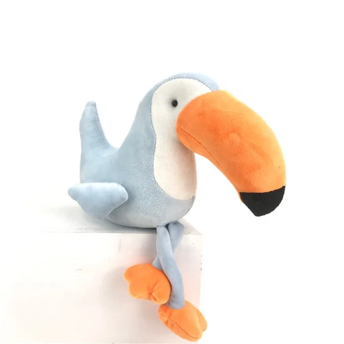 

14 Inch High Quality Custom Shelf Sitting Animal Big Beak Bird Home Modern Decoration Soft Toucan with Dangling Legs, Sample color or custom color