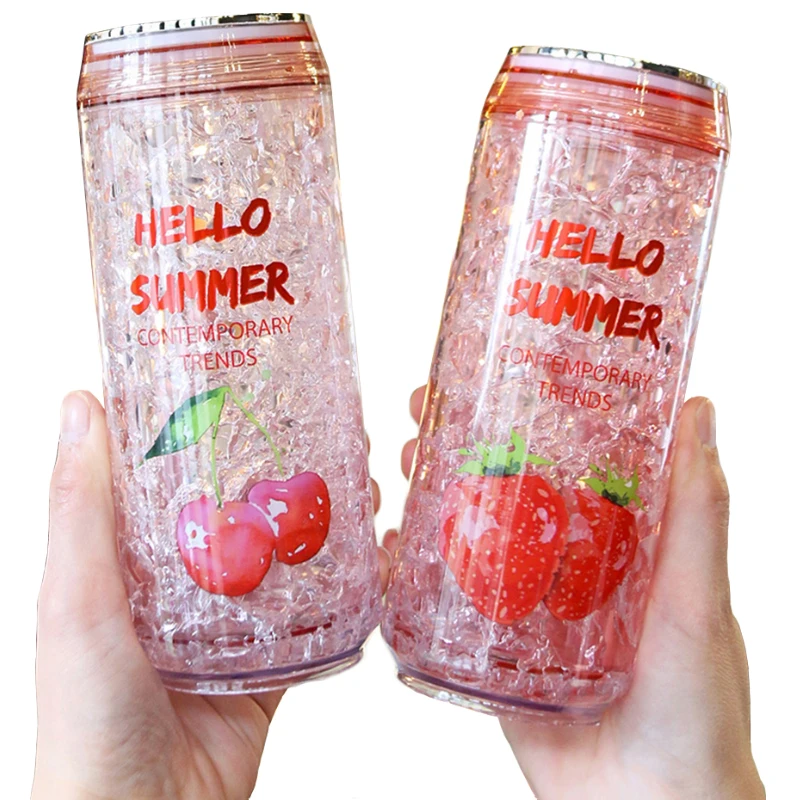 

Mikenda Fashion Cans Summer Ice Cup Kawaii Plastic Water Bottle With Lid Outdoor Sports Men Women Drinking, Customized color