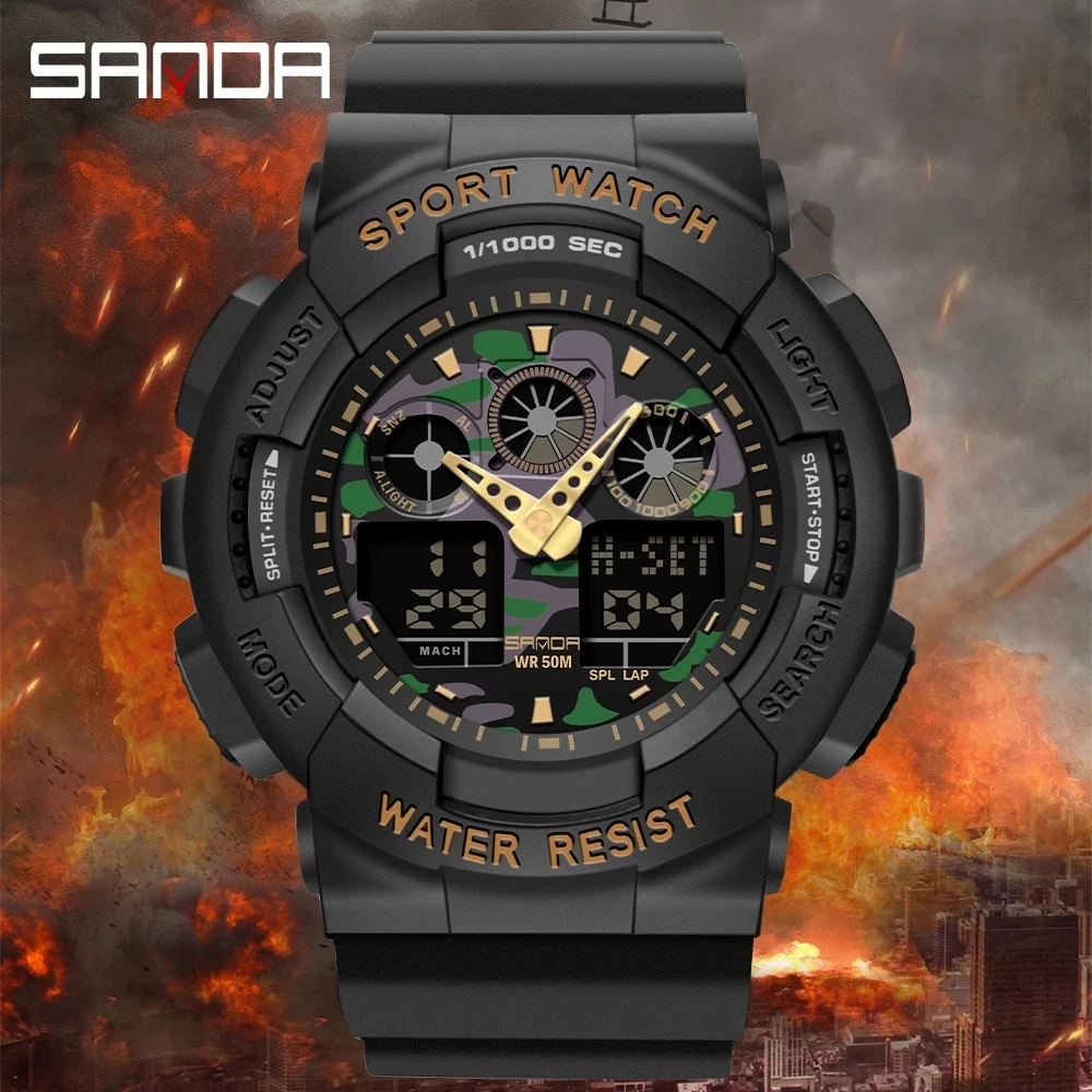 

SANDA Mens Watches Fashion G style Sports Military Quartz Digital Clock Waterproof S Shock Watches Women Watch relogio masculino