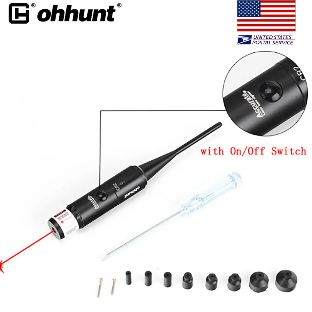 

SHIP FROM USA ohhunt Red Laser Bore Sight kit for .22 to .50 Caliber Scope Rifles Handgun with On/Off Switch, Black