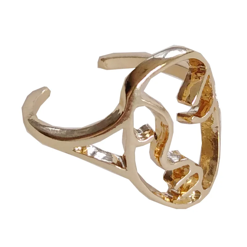 

Shangjie OEM joyas Wholesale Art Fashion Hip Hop Rings Unique Face Rings Jewelry Women, Gold