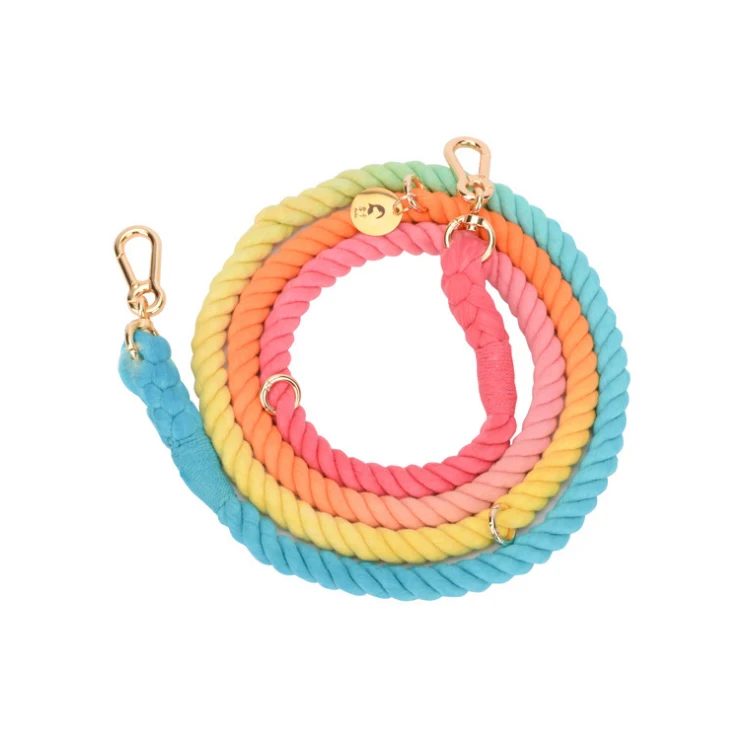 

2020 Newest Wholesale Ombre Rope Multifunction Dog Leash Adjustable Cotton Hands Free Dog Leash, 7 colors for choice