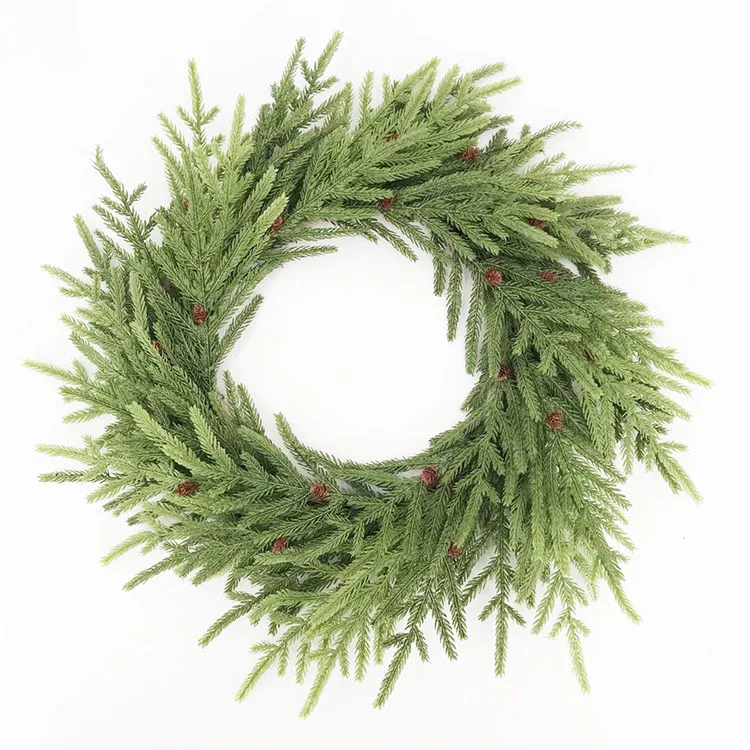 

China High quality Christmas norfolk pine green wreath for home garden party decoration artificial norfolk pine wreath wholesale, Green and other customized...