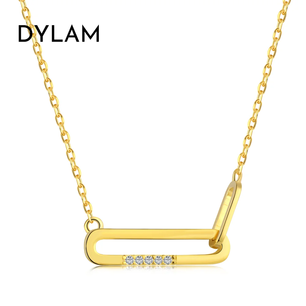 Dylam New Fashion S925 Paper Clip Pendant Necklace Silver Jewelry Women Necklace 925 s For Women Daily Wear