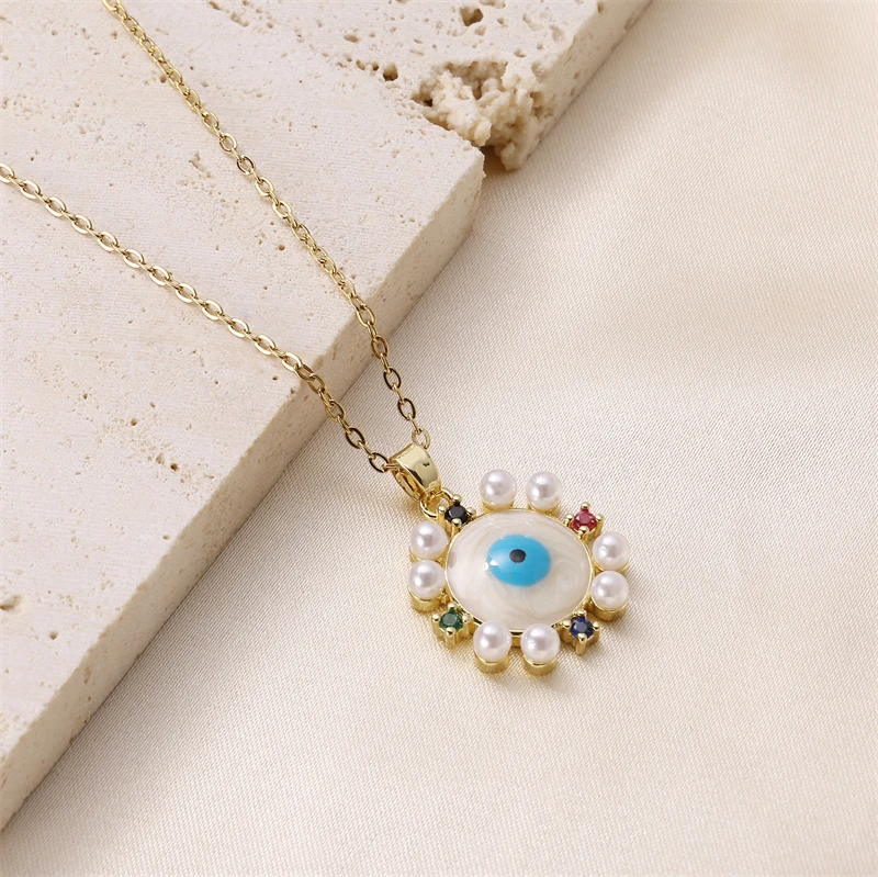 

Fashion Choker Necklace Pearl Gold Evil Eyes Necklace For Women Luxury Fine Necklace