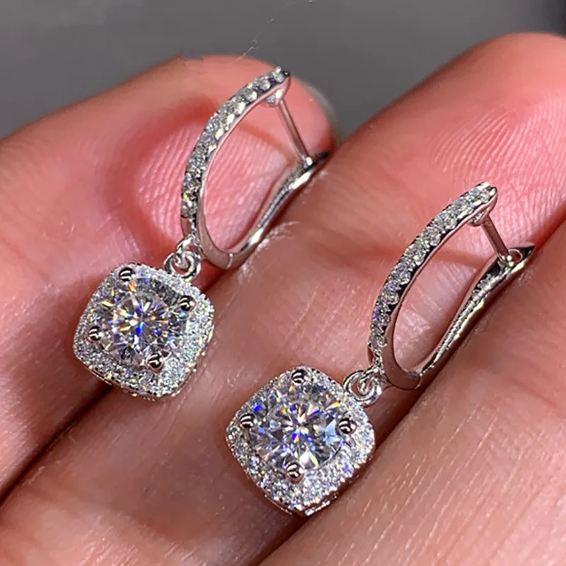 

Luxury Square Shape Drop Earrings Zircon Brilliant Bridal Engagement Wedding Jewelry Elegant Female Dangle Earring Gifts, As show