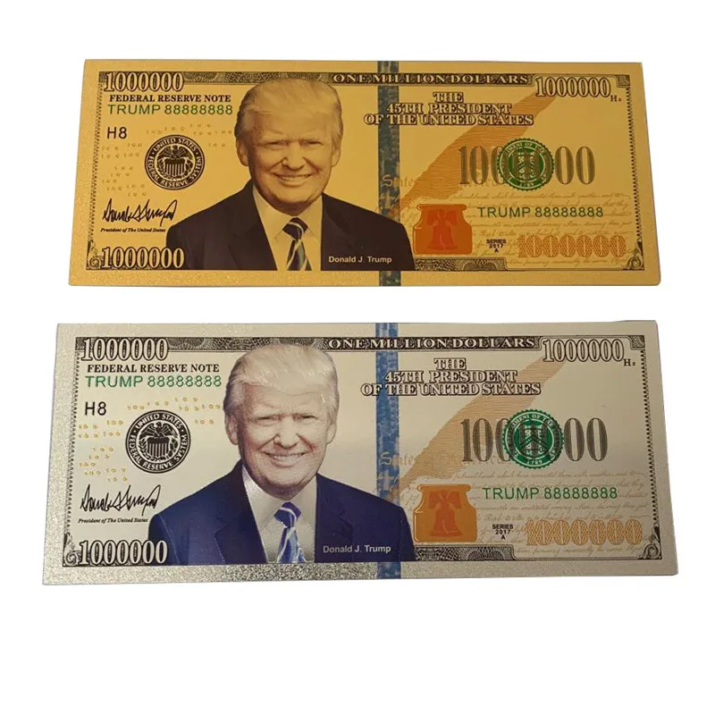 

USA banknote Donald Trump Silver foil waterproof money bills gold plated dollars