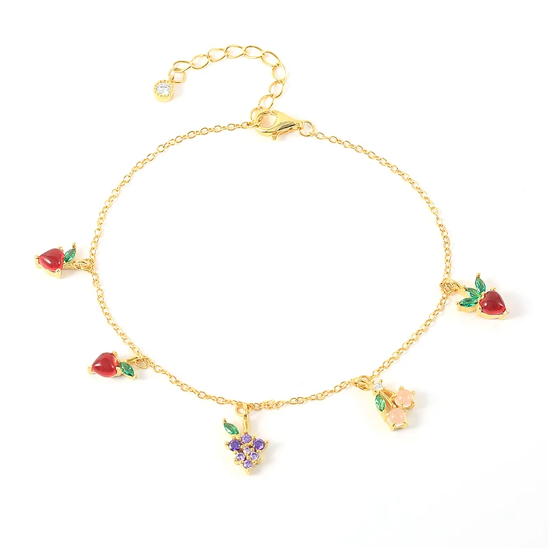 

CANNER Women Jewelry Wholesale S925 Sterling Silver 18K Gold Plated INS Summer Cute Fruit Bracelet