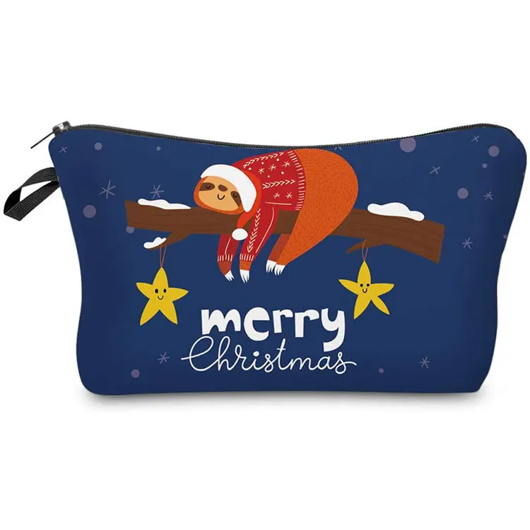 

Wholesale Merry Christmas Printing no label womens cosmetic makeup bag, As picture