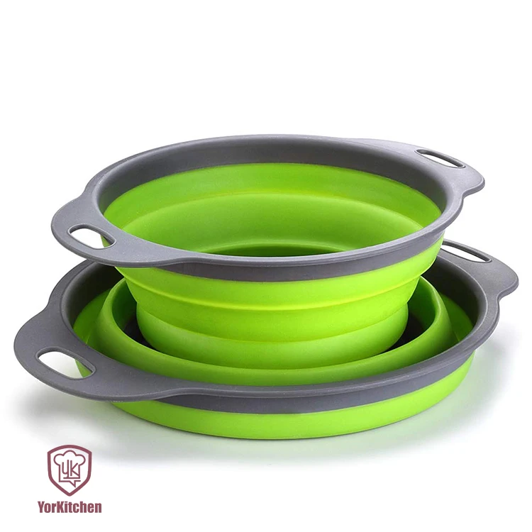 

Collapsible Colander set - 2 Collapsible Set Food-Grade Silicone kitchen Strainer Space-Saver Folding Strainer Colander