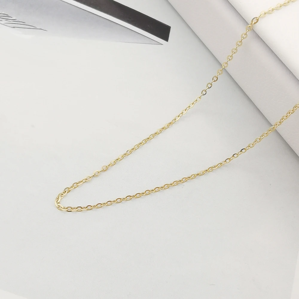 9k,14k,18k Real Gold Cable Chains Necklace Yellow Gold Rose Gold White
