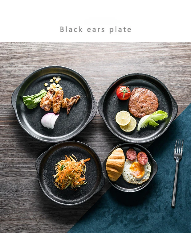 Wholesale Porcelain Ceramic Steak Plate Flat Matte Crockery Stoneware Dinner Plate Sets Dish Restaurant Dinnerware Plates