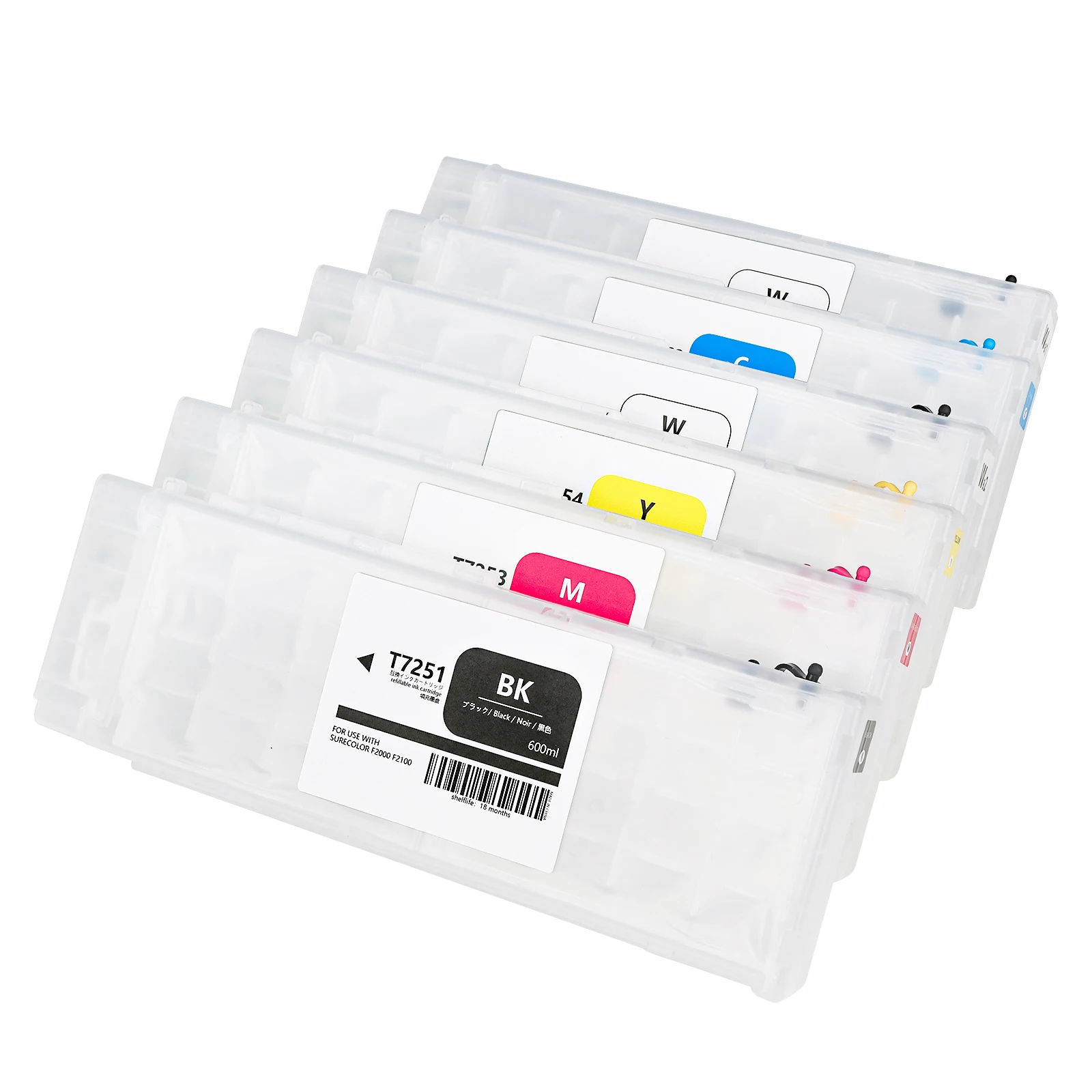 

Stable 600ml Empty Refillable ink cartridge for Epson F2000 F2100 Printer T7251-T7254 T725A T725A