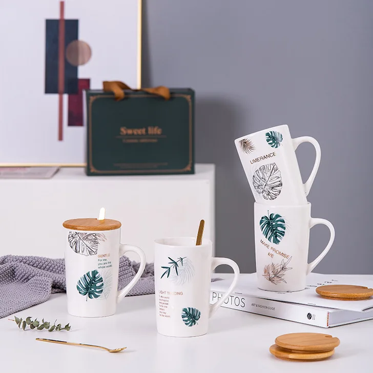 

New product wholesale custom logo nordic style ceramic travel coffee&tea cup with spoon lid, As picture