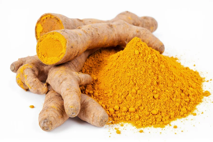 Turmeric root and powder showing different forms of turmeric for daily consumption