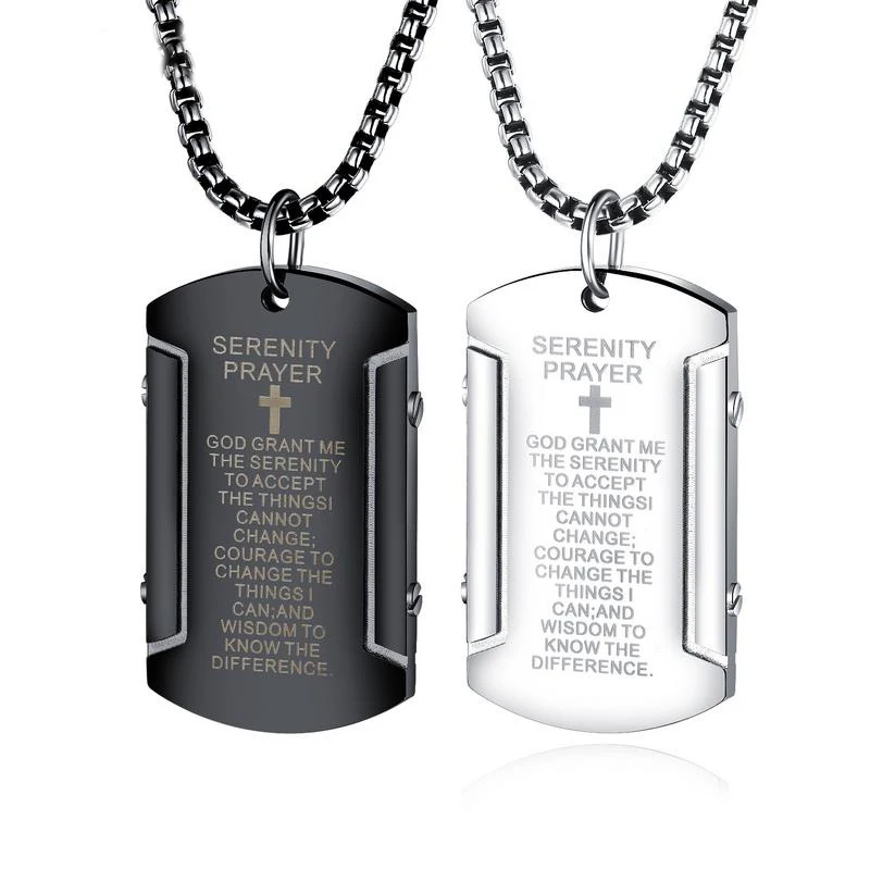 

Fashion Men Women Religious Christian Geometric Square Pendant Necklace Stainless Steel Bible Cross Necklace (SK762), As picture